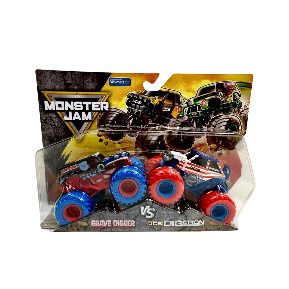 Литые модели монстр-траков Monster Jam Grave Digger Vs. JCB Digatron Star n Stripes - Изображение 1 из 3
