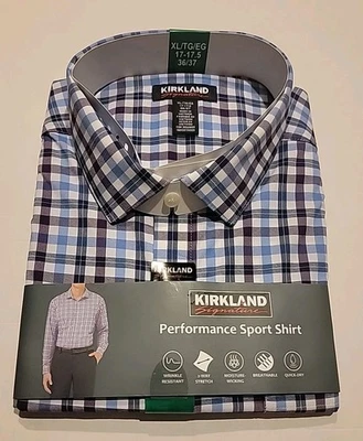 Kirkland Signature Mens Performance Shirt Button Up Long Sleeve Purple Sz XL NWT - Image 1 of 4