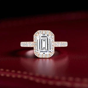 2.40 Ct Emerald Cut  IGI Certified Lab Grown Diamond Wedding Ring 14k Rose Gold - Picture 1 of 10