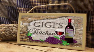 GIGI's Kitchen Italian Vintage Style Wine Cellar 5" x 10" SIGN Wall Plaque