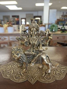 Brass 6.0 inches Maa Durga Hindu Goddess Usa Seller Fast Ship - Picture 1 of 5