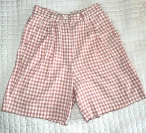 Pantalones Cortos Izod Club De Colección Guinga Años 80 Cintura Alta Algodón Rosa Cottagecore Retro 28" W - Imagen 1 de 9