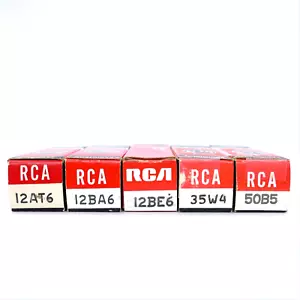 RCA 12AT6 12BA6 12BE6 35W4 50B5 tubi NOS NUOVO CON SCATOLA AA5 test STRONG, AMPLITREX & TV-7 - Foto 1 di 5