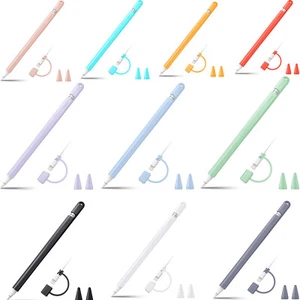 Silicone Sleeve for Apple Pencil 1st Generation Skin Case Cover with 2 Nib Cover - Picture 1 of 18