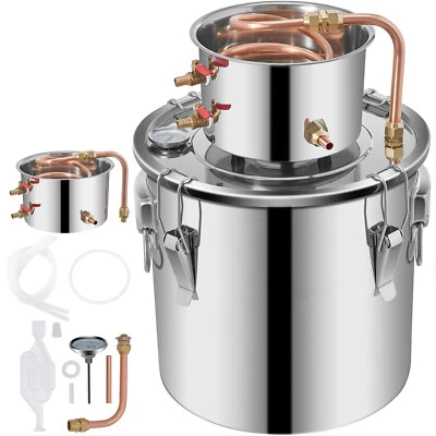 Alcohol Moonshine Still 5Gal/20L 2 Ollas Destilador de Agua Hogar Vino Still Kit Foto 1 de 4