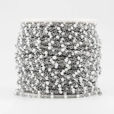 5 метров из нержавеющей стали бисер цепи кабель эмаль белый бисер серебряные цепи 2 мм - Изображение 1 из 3