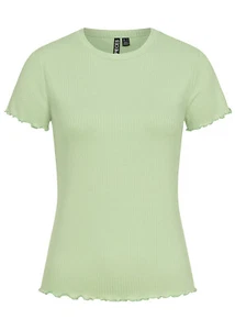 Camiseta mujer Pieces camiseta manga corta detalles con volantes cuello redondo verde tranquilo N24020134 - Imagen 1 de 2