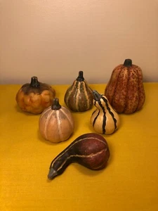 Lot of 6 Ceramic Mini Decorative Pumpkins Gourds Squash - Imagen 1 de 5