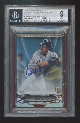 2016 TOPPS TRIBUTE DON MATTINGLY AUTOGRAPH RED REFRACTOR #ED 2/5 YANKEES LEGEND - Image 1 of 2