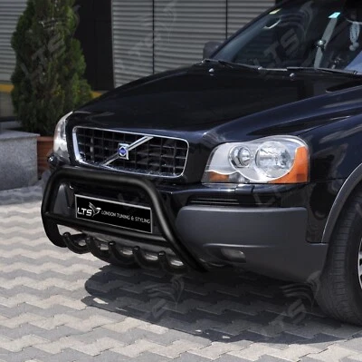 VOLVO XC90 ACERO INOXIDABLE EJE NEGRO EMPUJE BARRA A BULL BAR PROTECTOR 2002-2014  - Imagen 1 de 4