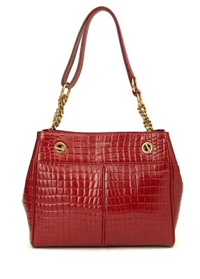 Auténtico bolso de hombro SAINT LAURENT Claude rojo animal print cuero en relieve Foto 1 de 4