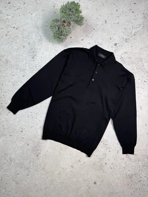 Vintage Versace Classic V2 Wool Collared Sweater Jumper Size L Black Polo - Image 1 of 4