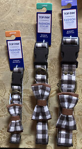 Top Paw Brown Plaid w/Bow Fashion Dog Collar YOU CHOOSE THE SIZE