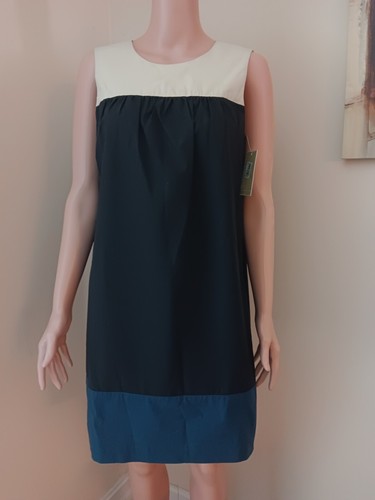 Abito senza maniche Michael Kors da donna taglia 8 colore blocco 100% cotone a turni nuovo con etichette