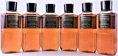QTY 6 Bath & Body Works Men's MAHOGANY TEAKWOOD 3-1 Hair Face Body Wash Gel 10oz - Image 1 of 2