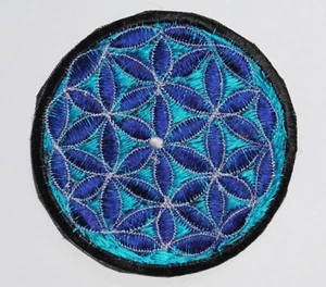 Round Sew On Patch * Nepalese Made * 8.2cm * Flower of Life - Various Colours - Picture 1 of 20