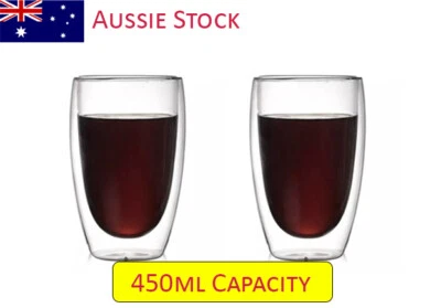 BULK Double Wall Layer Cup Coffee Glass Tea Insulated Mug Wine Beer Milk 450ml - image 1 of 4