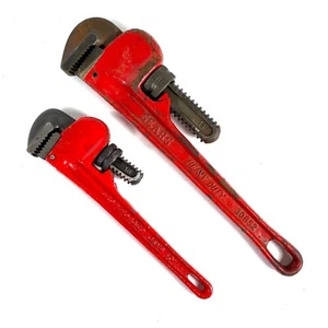 VINTAGE SEARS HEAVY DUTY 14" PIPE WRENCH 30852  &  LUDELL 10"  HD PIPE WRENCH - Picture 1 of 13