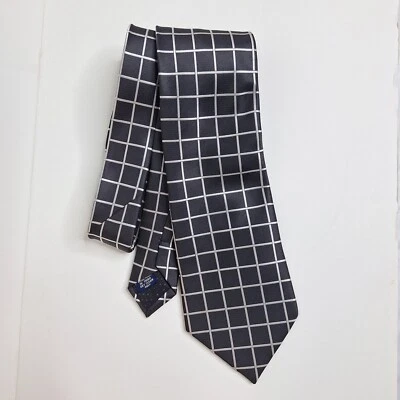 Corbata cuadrada Versa Collezioni para hombre negra/plateada 3,5" x 60" Foto 1 de 3