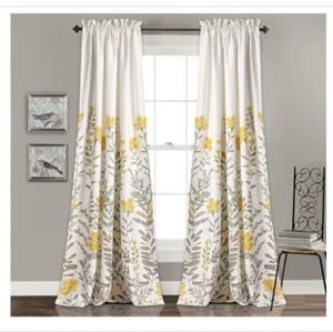 Lush Decor Half Moon Aprile Yellow Insulated Window Two Curtain Panels 52"x84" - Picture 1 of 11