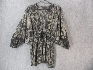 Blouse Womens Small Floral Flowy 3/4 Sleeve Sheer Peplum Tunic Top S - Picture 1 of 8
