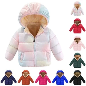 Preschool Girl Boy Long Sleeve Hooded Coat Removable Hat Down Jacket Little Kids - Picture 1 of 39