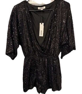 Pantalones Cortos BB Dakota Mujer Manga Corta Negro Lentejuelas Mameluco, Forrados, Talla XS, NUEVOS CON ETIQUETAS Foto 1 de 4