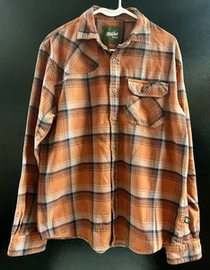 Howler Bros Herren Harker Flanell Langarm Knopfleiste Hemd orange kariert Medium - Bild 1 von 6