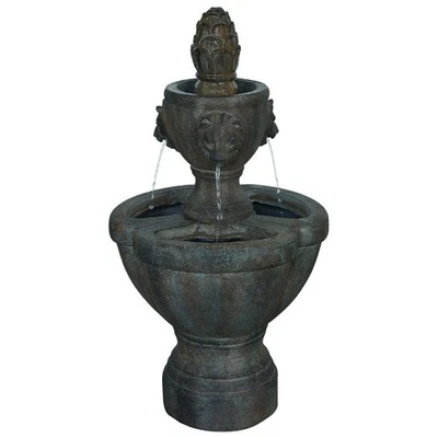 Lion Head Water Fountain with Pump 93 GPH Outdoor Garden Decor 32 Inch High - Image 1 of 4