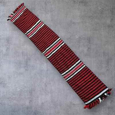 Bufanda de algodón Dorze etíope hecha a mano Netela roja negra tribal tejida flecos Foto 1 de 4