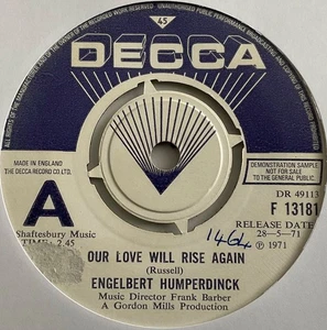 Engelbert Humperdinck - Our love Will Rise Again - 7” Vinyl Single Demo - Picture 1 of 3