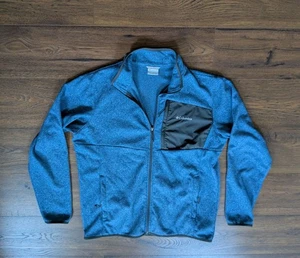 Columbia Blue Full Zip Jacket Gray Pocket Men's L (25" pit to pit, 35" length) - Picture 1 of 5