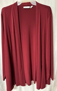 Susan Graver Women’s Burgundy Open Front Cardigan XL Long Sleeve Knit Pockets - Picture 1 of 6