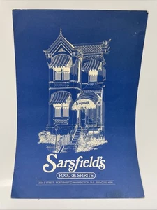 Sarsfield's Food & Spirits, Washington D.C. Restaurant Menu 1970s - Picture 1 of 3