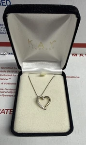 Kay Jewelers Sterling Silver Diamond/Black Heart Pendant Necklace 18” 925 Chain - Picture 1 of 6