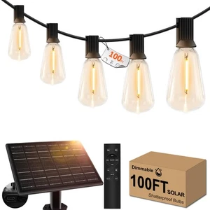 100ft Solar Outdoor String Lights with Remote - USB Rechargeable Solar Powere... - Picture 1 of 7
