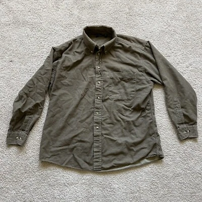 Burberry London Button Up Shirt Mens L Flannel Chamoix Olive  Cotton - Image 1 of 4