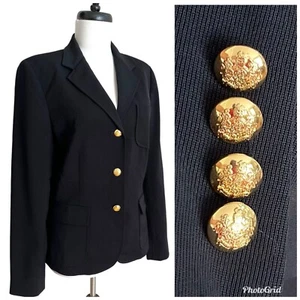 Ralph Lauren Blazer Sz 10P Gold Buttons Jacket Equestrian Preppy Riding Prep - Picture 1 of 16