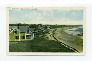 Postal de colección Plymouth MA Mass 1943, cabañas, playa, "compras en el centro" - Imagen 1 de 2