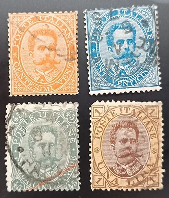 Italy Stamp Scott # 47 & 48 & 54 & 56 1863 King Humbert I 1889 Used Lot 147 - Image 1 of 2