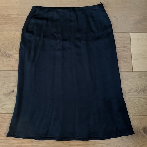 Gonna donna Chanel schiena zip lunghezza ginocchio seta linea A nera taglia FR 38 UK10