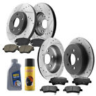 Front Rear Drilled & Slotted Rotors Brake Pads for 2011-2015 Hyundai Sonata Hyundai Sonata