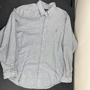 Ralph Lauren Stretch Oxford Shirt Mens XXL  Blue Solid Preppy Flesh Pony Adult - Picture 1 of 5