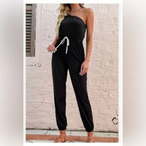 One Shoulder Jumpsuit schwarz! Große - Bild 1 von 8