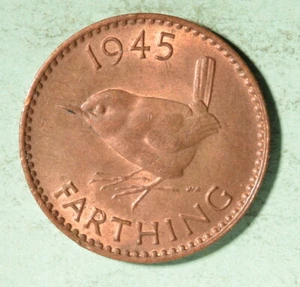 1945 Great Britain Farthing - BU Red/Brown - Inv# A-351 - Picture 1 of 2
