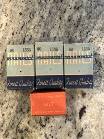 4 Boxes of Vintage Upholstery Nails/Tacks Cover