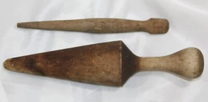 2 Antique Wooden Pestle Masher Pusher Primitive Chinois Farmhouse Kitchen Tool - Imagen 1 de 2