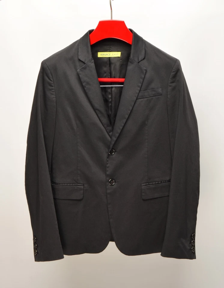 Versace Jeans Black Cotton Stretch 2Btn Blazer Jacket Sz UK,US 36R / EU 46R Foto 1 de 4