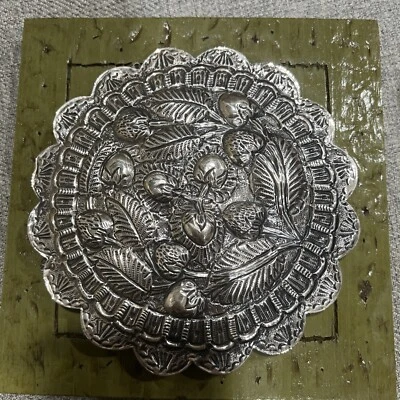 BEDO900Coin Espejo Colgante Plata Turco De Colección Redondo Raro Floral 6x6 Fresa Foto 1 de 4