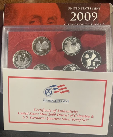 2009 US Mint Territory Quarter Silver Proof 6 Coin Set, OGP w/ COA - (A103) Cover